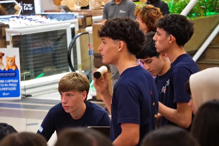 Young musicians perform at the shopping centre.
